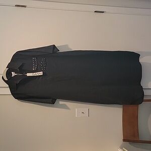 NWT Ganni black linen dress, size 36